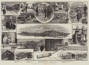 Croquis dans une usine de dynamite (gravure) - English School
