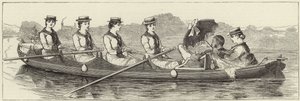 Croquis depuis un bateau à vapeur à la régate de Henley - English School
