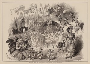 Sketches from the Pantomime at the Theatre Royal, Manchester (gravure) - English School