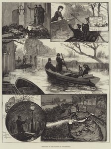 Croquis des inondations à Twickenham (gravure) - English School
