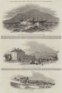 Esquisses du navire à vapeur "Great Britain" (gravure) - English School