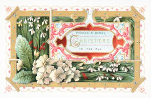 Perce-neige et fleurs, carte de Noël - English School