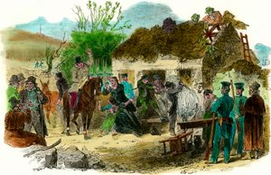 Conditions sociales en Irlande en 1848 expulsion des paysans (illustration london news du 16 décembre 1848) - English School