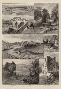 Quelques croquis sur la Coquet, une célèbre rivière de pêche du Northumberland (gravure) - English School