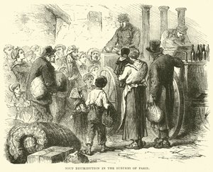 Distribution de soupe dans les banlieues de Paris, décembre 1870 - English School