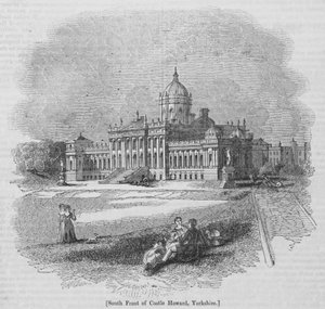 Façade sud du Château Howard, Yorkshire (gravure)