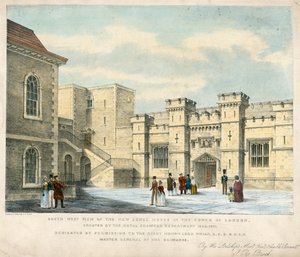 Vue sud-ouest de la nouvelle maison des bijoux dans la tour de Londres, érigée en 1840-41