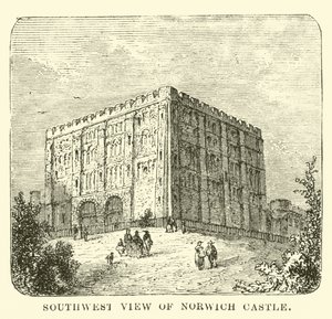 Vue sud-ouest du château de Norwich - English School