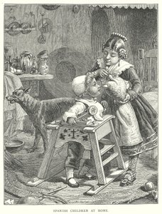 Enfants espagnols à la maison (gravure) - English School