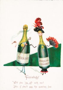 Vin pétillant, probablement carte de Noël - English School