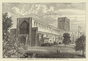 Cathédrale de St Albans, vue sud-ouest, avant la restauration - English School