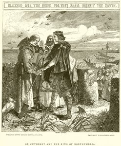 Saint Cuthbert et le roi de Northumbrie - English School