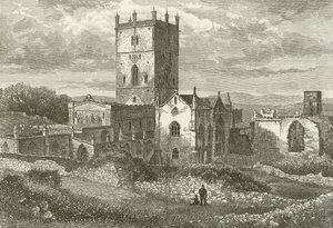 Cathédrale de St Davids et le collège, vue du nord-est - English School