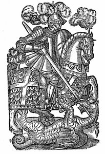Saint Georges (d. c303), le Chevalier à la Croix Rouge, tuant le Dragon - English School