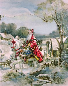 Saint-Nicolas, carte de Noël victorienne (impression) - English School