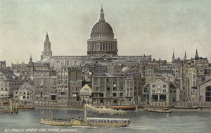 St Pauls depuis la rivière, Londres - English School