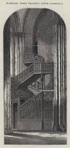 Escalier, transept nord, cathédrale de Rouen (gravure) - English School