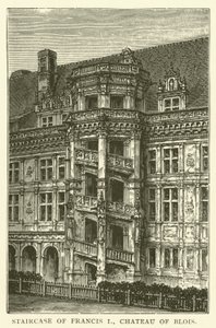 Escalier de François Ier, château de Blois (gravure) - English School