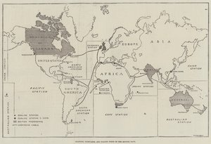 Stations, chantiers navals et ports de charbon de la marine britannique (gravure) - English School