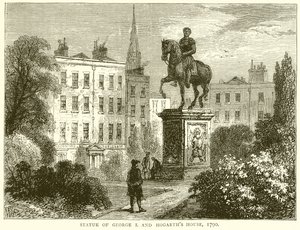 Statue de George I. et maison de Hogarth
