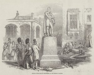 Statue du duc de Wellington, à la tour de Londres (gravure) - English School