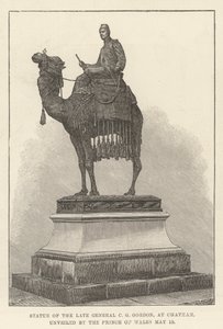 Statue du défunt général C G Gordon, à Chatham, dévoilée par le prince de Galles - English School