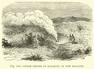 Geyser de vapeur de Karapiti, en Nouvelle-Zélande - English School
