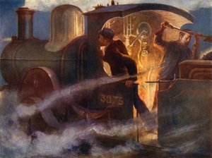 Locomotive à vapeur la nuit - English School