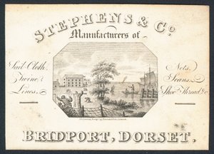 Stephens & Co, fabricants de toile à voile, filets, ficelles, lignes et fil à chaussures, carte de visite - English School