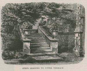 Escaliers menant à la terrasse supérieure, Holland House - English School