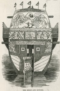 Poupe et gouvernail de la jonque chinoise apportée à Londres comme attraction touristique - English School