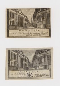 Fabricants de bas, Romanis, à Cheapside puis à Leadenhall Street, carte de visite - English School