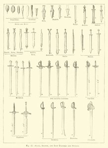 Dagues et épées en pierre, bronze et fer (gravure)