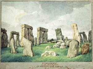 Stonehenge dans son état actuel, un temple antédiluvien, 1821 - English School