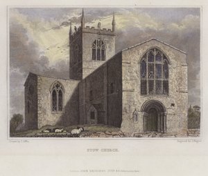 Église de Stow, Lincolnshire (gravure en couleur) - English School