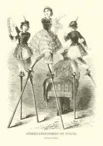 Artistes de rue sur échasses (gravure) - English School