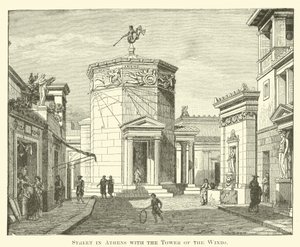 Rue à Athènes avec la Tour des Vents (gravure) - English School