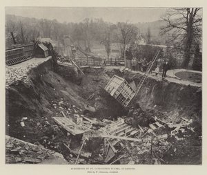 Affaissement du tunnel de Sainte-Catherine, Guildford (gravure)