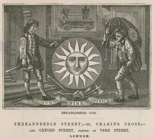 Sun Fire Office, Threadneedle Street, 60 Charing Cross, et Oxford Street, Londres - English School