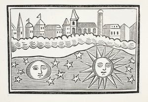 Soleil, Lune, Étoiles et Terre transposés, illustration de Chap-books du XVIIIe siècle par John Ashton, pub. 1882 - English School