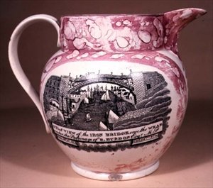 Cruche Sunderland Ware, imprimée par transfert, début du 19e siècle - English School