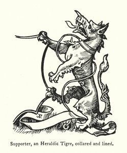 Support, un tigre héraldique, collier et ligne (gravure) - English School