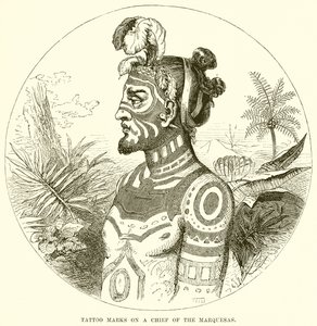 Marques de tatouage sur un chef des Marquises - English School