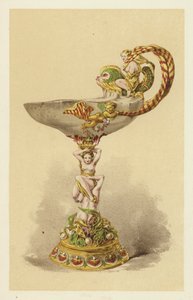 Tazza en onyx oriental, montée en or émaillé - English School