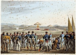 Te deum sur le champ de bataille dans « Anecdotes historiques, militaires et navales et incidents arrivés aux armes de la Grande-Bretagne et de leurs alliés, se terminant à Waterloo » par Edward Orme. Ill. par Fry, Sutherland, Clark, Dubourg, W.Heart, JA,  - English School