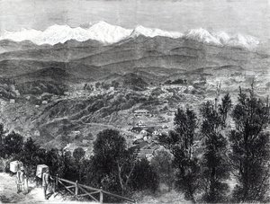 Culture du thé en Inde britannique - Vue de Darjeeling depuis le sud, 1876 - English School