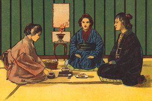 Cérémonie du thé, Japon (lithographie couleur)