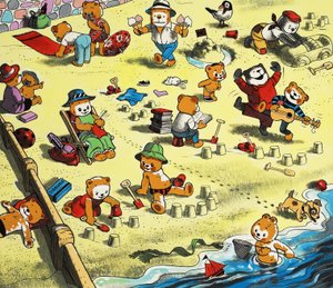 Ours en peluche sur la plage