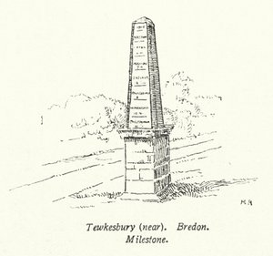 Tewkesbury, près de Bredon, Milestone (lithographie) - English School