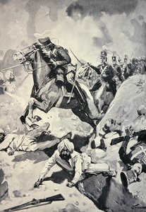 Thackwell mène les 3e Dragons Légers à travers les ouvrages de terre sikhs, Bataille de Sobraon - English School